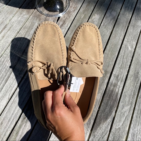 🍂 ZARA TAN SUEDE LEATHER STITCHED MOCCASINS! - Picture 3 of 16